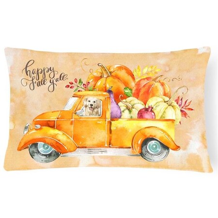 Carolines Treasures Carolines Treasures CK2619PW1216 Fall Harvest Golden Retriever Canvas Fabric Decorative Pillow CK2619PW1216